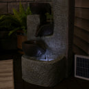 Sunnydaze Aged Tiered Vessels Solar Fountain with Battery Backup - 29"