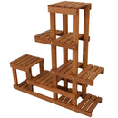 Sunnydaze Meranti Wood Multi-Tiered Indoor/Outdoor Plant Stand - Teak Oil Finish