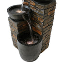 Sunnydaze Staggered Pottery Bowls Tiered Outdoor Fountain with Lights - 34"