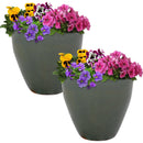 Sunnydaze Glazed Ceramic Planter with Drainage Holes - Set of 2