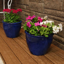 Sunnydaze Glazed Ceramic Planter with Drainage Holes - Set of 2