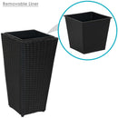 Sunnydaze Polyrattan Square Tall Wicker Planter - Black - Set of 3