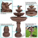 Sunnydaze 3-Tier Dove Pair Outdoor Water Fountain - 43" H