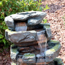 Sunnydaze Outdoor Electric Tiered Stone Waterfall with LED Lights - 23" H