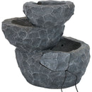 Sunnydaze 3-Tier Chiseled Basin Solar Powered Fountain for Garden, Patio, Yard or Balcony - Polyresin