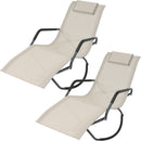 Sunnydaze Outdoor Folding Rocking Chaise Lounge Chair with Headrest Pillow
