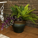 Sunnydaze Round Glazed Ceramic Planter with Drainage