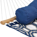 Sunnydaze Curved Spreader Bar Hammock with Blue Steel Stand - Gray Blue Octagon
