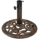 Sunnydaze Cast Iron Patio Umbrella Base with Rose Blossom Design, Multiple Colors Available, 16-Inch Diameter