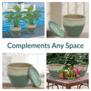 Sunnydaze Glazed Ceramic Planters with Saucers - Set of 2