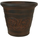 Sunnydaze Arabella Swirling Vines Indoor and Outdoor Resin Planter, Rust Finish, 16-Inch Diameter