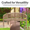 Sunnydaze Outdoor Wooden Teak Banana Bench for Garden or Patio - 59" W