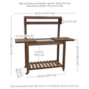 Sunnydaze Wheeled Outdoor Potting Bench with Sink - Fir Wood - Brown