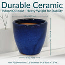 Sunnydaze Glazed Ceramic Planter with Drainage Holes - Set of 2