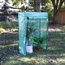 open zippered door for deluxe potted plant and tomato greenhouse with green cover