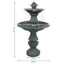 Sunnydaze Nouveau 2-Tier Outdoor Water Fountain  - 41" H - Green
