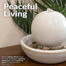 Sunnydaze Indoor Ceramic Tabletop Water Fountain with Orb - 7"