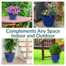 Sunnydaze Round Glazed Ceramic Planter with Drainage