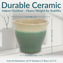 Sunnydaze Round Glazed Ceramic Planter with Drainage