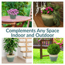 Sunnydaze Round Glazed Ceramic Planter with Drainage