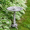 Sunnydaze Bird and Blossom Metal Bird Bath - Antique Gray - 13"
