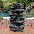 Sunnydaze Rock Falls Electric Waterfall Fountain with LED Lights - 39"