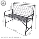 Sunnydaze Argyle Diamond Iron Outdoor Patio Bench - Black