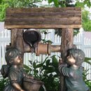 Sunnydaze Children at the Well Electric Water Fountain with LED Light - 39"