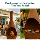 Sunnydaze 6' Wood-Burning Chiminea Fire Pit with Grill Grate - Rustic
