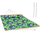 Sunnydaze 2-Person Fabric Spreader Bar Hammock and Pillow with Tropical Pattern