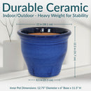 Sunnydaze Round Glazed Ceramic Planter with Drainage