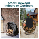 Sunnydaze Firewood Log Hoop Rack with Cover