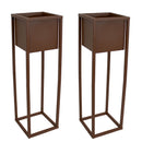 Sunnydaze Modern Simplicity Metal Planter Boxes with Legs - Set of 2