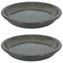 Sunnydaze Set of 2 Glazed Ceramic  Planter Saucer