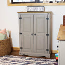 Sunnydaze 2-Door, 2-Shelf Solid Pine Storage Cupboard - Gray - 43" H