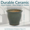 Sunnydaze Glazed Ceramic Planter with Drainage Holes - Set of 2