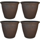 Sunnydaze Anjelica Indoor and Outdoor Resin Planter, Rust Finish, 16-Inch Diameter