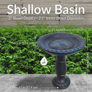 Sunnydaze Façade du Soleil Reinforced Concrete Bird Bath - 26"