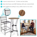 Sunnydaze 3-Piece Wire Bar Table and Chairs Set with Faux Woodgrain Top