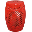 Sunnydaze Red Marrakesh Lattice Ceramic Decorative Garden Stool - 17.75"