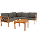 Sunnydaze 4-Piece Wood Patio Furniture Set – L-Shaped Outdoor Sofa Set