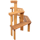 Sunnydaze 3-Tier Meranti Wood Plant Stand with Teak Oil Finish