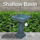 Sunnydaze Simply Square Modern Reinforced Concrete Bird Bath - 23"