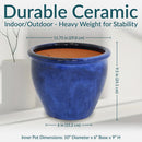 Sunnydaze Glazed Ceramic Planter with Drainage Holes - Set of 2