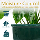 Sunnydaze Round Glazed Ceramic Planter with Drainage