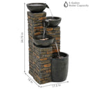 Sunnydaze Staggered Pottery Bowls Tiered Outdoor Fountain with Lights - 34"