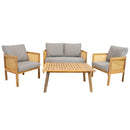 Sunnydaze 4-Piece Wood Patio Conversation Set – Wood Lounge Furniture
