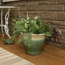 Sunnydaze Round Glazed Ceramic Planter with Drainage