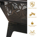 Sunnydaze 32" Northern Galaxy Square Outdoor Fire Pit with Cooking Grate & Spark Screen