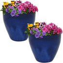 Sunnydaze Glazed Ceramic Planter with Drainage Holes - Set of 2